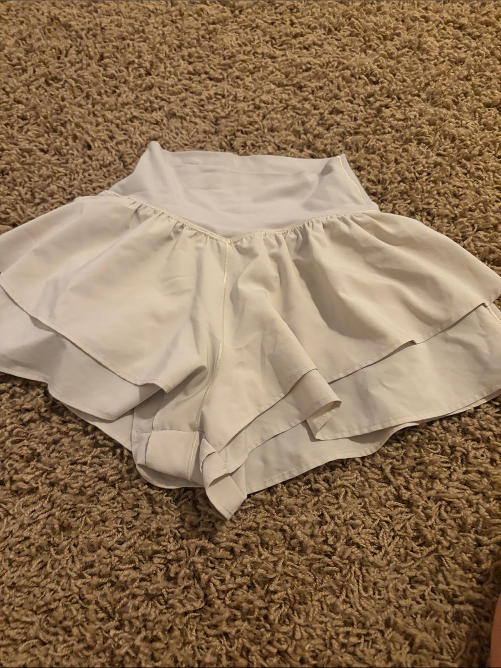 Women's White Tiered Ruffle Skort Shorts